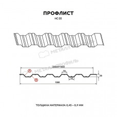 Профлист МЕТАЛЛ ПРОФИЛЬ НС-35х1000-A (ПЭ-01-9005-0,45)
