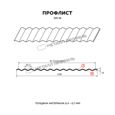 Профлист МЕТАЛЛ ПРОФИЛЬ МП-18x1100-A (VikingMP-01-3011-0,45)
