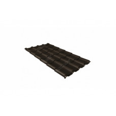 Металлочерепица камея Grand Line 0,5 GreenCoat Pural matt RR 32 темно-коричневый (RAL 8019 серо-коричневый)