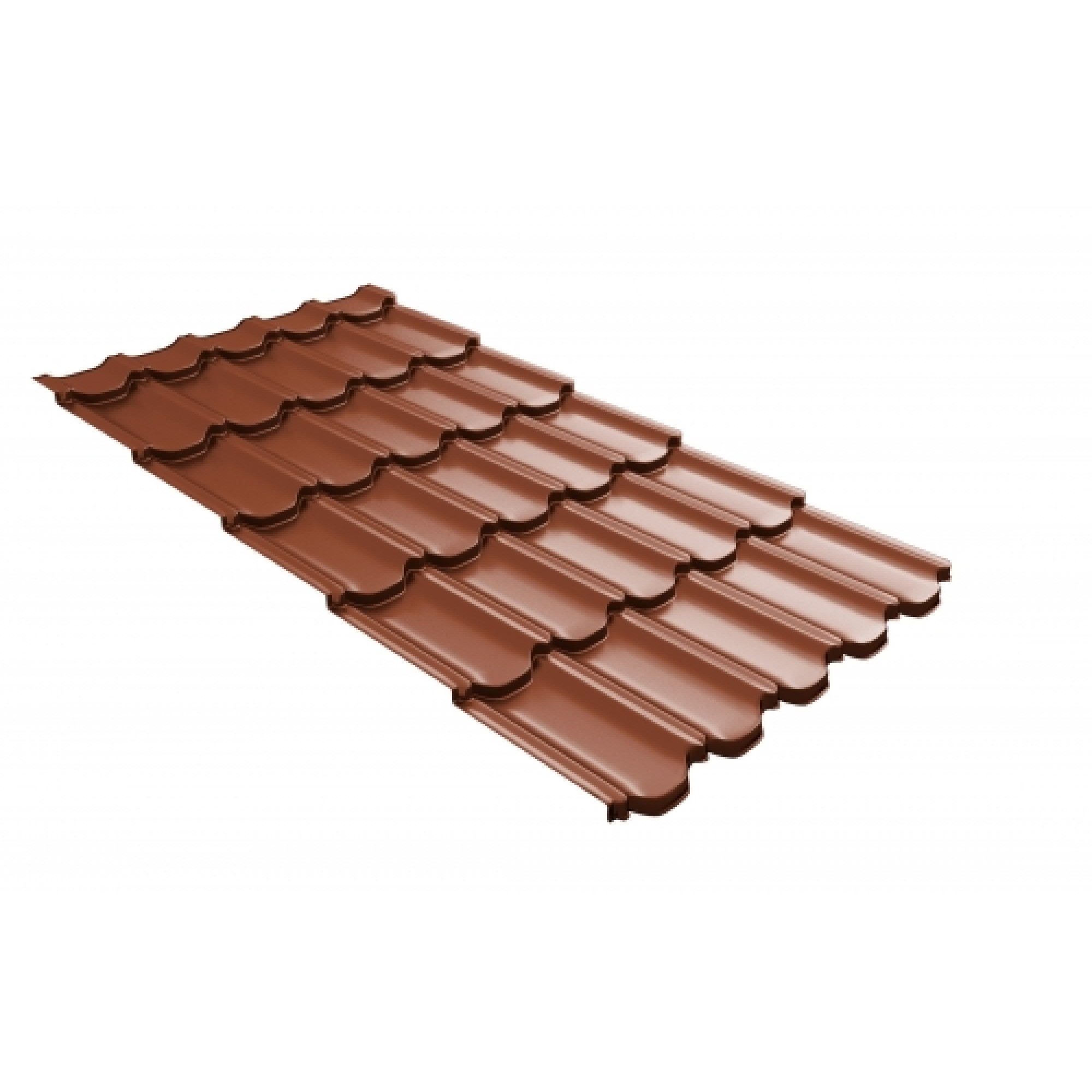 Металлочерепица квинта плюс Grand Line c 3D резом 0,5 Satin Matt RAL 8004 терракота