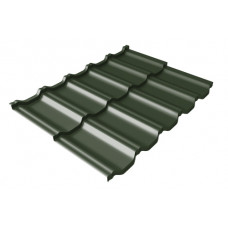 Металлочерепица модульная квинта Uno Grand Line c 3D резом 0,5 GreenСoat Pural RR 11 темно-зеленый (RAL 6020 хромовая зелень)