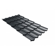 Металлочерепица квинта плюс Grand Line c 3D резом 0,5 GreenCoat Pural BT, matt RR2Н3 (RAL 7016 антрацитово-серый)