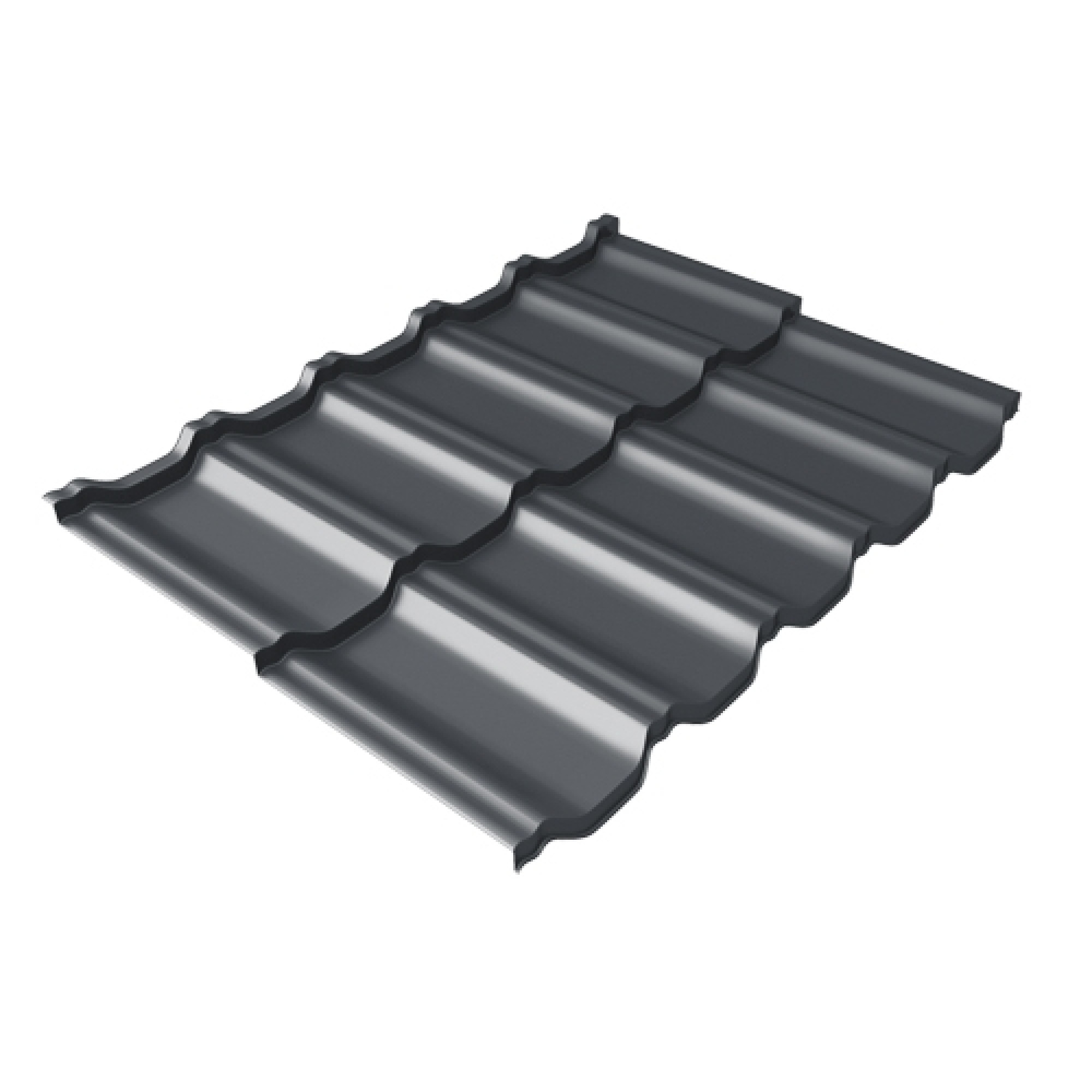 Металлочерепица модульная квинта Uno Grand Line c 3D резом 0,5 Rooftop Matte RAL 7024 мокрый асфальт