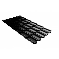 Металлочерепица квинта плюс Grand Line c 3D резом 0,5 GreenCoat Pural BT, matt RR 33 черный (RAL 9005 черный)