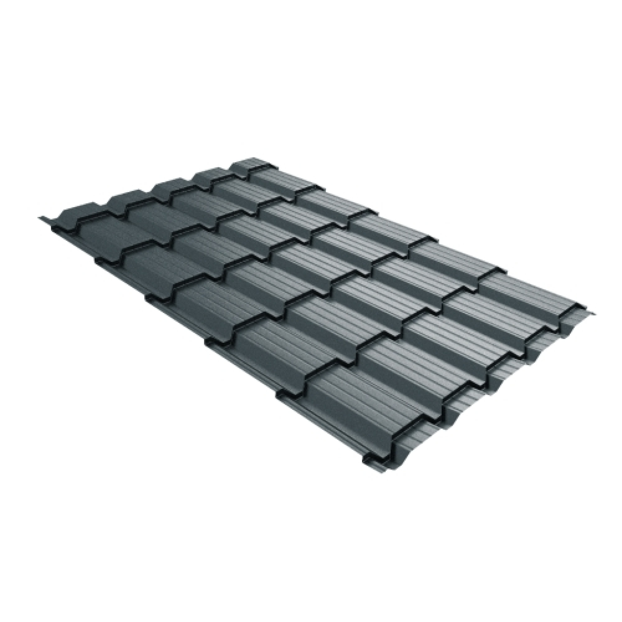 Металлочерепица Верховье квадро профи Grand Line 0,5 GreenCoat Pural BT, matt RR2Н3 (RAL 7016 антрацитово-серый)