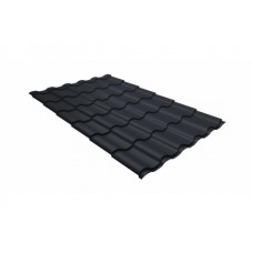 Металлочерепица кредо Grand Line 0,5 GreenСoat Pural RR 23 темно-серый (RAL 7024 мокрый асфальт)