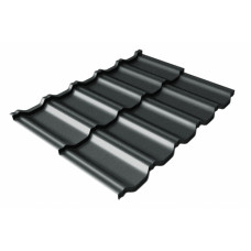 Металлочерепица модульная квинта Uno Grand Line c 3D резом 0,5 Rooftop Matte RAL 7016 антрацитово-серый