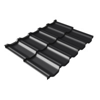 Металлочерепица модульная квинта Uno Grand Line c 3D резом 0,5 PurPro Matt RAL 9005 черный