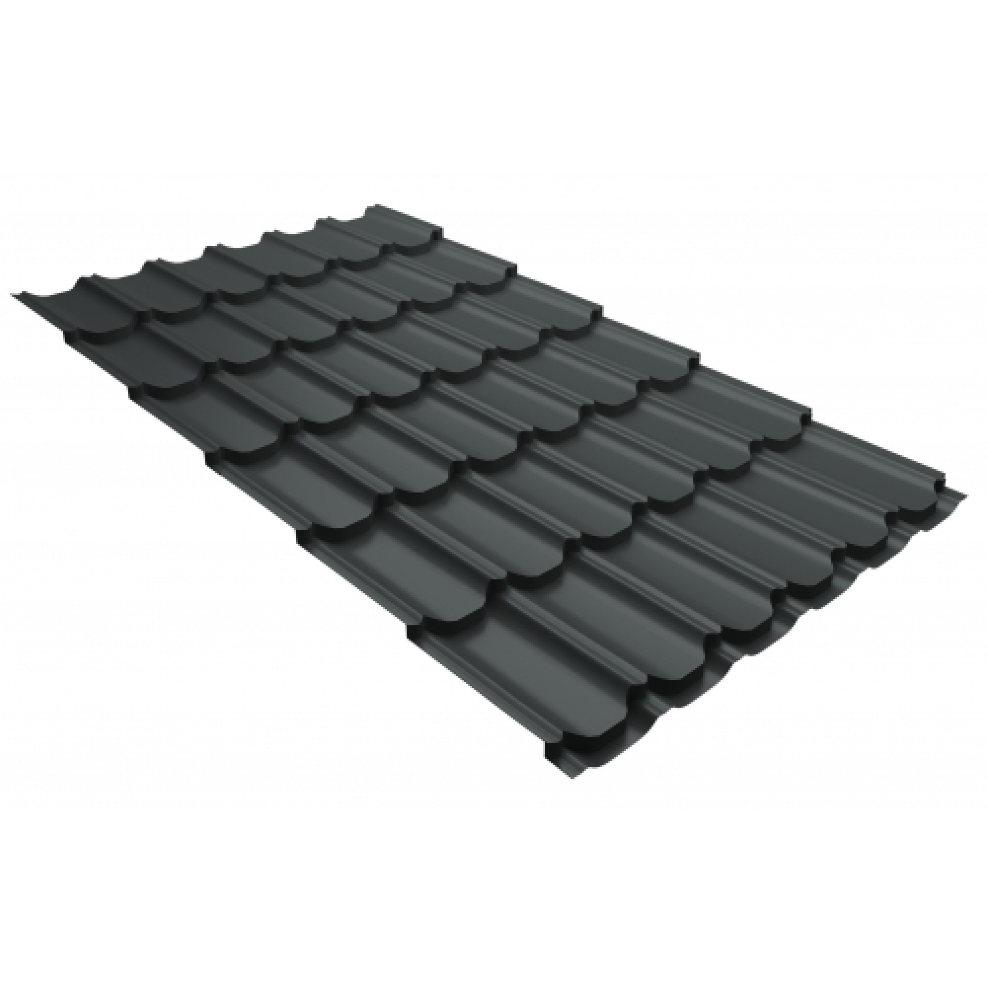 Металлочерепица квинта плюс 0,5 GreenCoat Pural BT RR 23 темно-серый (RAL 7024 мокрый асфальт)