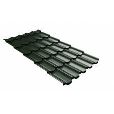 Металлочерепица квинта плюс Grand Line c 3D резом 0,5 GreenСoat Pural RR 11 темно-зеленый (RAL 6020 хромовая зелень)