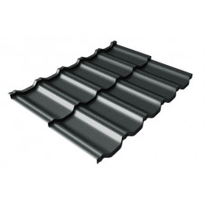 Металлочерепица модульная квинта Uno Grand Line c 3D резом 0,5 Satin Matt RAL 7016 антрацитово-серый