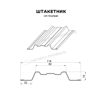 Штакетник металлический МЕТАЛЛ ПРОФИЛЬ TRAPEZE-T 16,5х118 (VALORI-20-OxiBеige-0.5)
