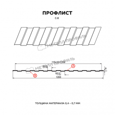 Профлист МЕТАЛЛ ПРОФИЛЬ МП-20х1100-A (ECOSTEEL_MA-01-Бразил. Вишня-0,5)