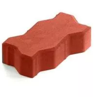 Тротуарная плитка Steingot Практик 60 из белого цемента с полным прокрасом зигзаг красная 225х112,5х60 мм