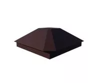 Колпак на столб пирамидальный с площадкой под фонарь 390х390 RAL 8019