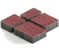 Тротуарная плитка Steingot Гранито из серого цемента с частичным прокрасом красная мультиформат