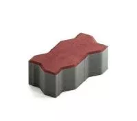 Тротуарная плитка Steingot Сити 80 из серого цемента с частичным прокрасом зигзаг красная 225х112,5х80 мм