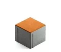 Тротуарная плитка Steingot Сити 80 из белого цемента с частичным прокрасом квадрат оранжевая 100х100х80 мм