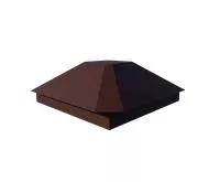 Колпак на столб пирамидальный с площадкой под фонарь 390х390 RAL 8017