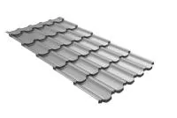 Металлочерепица квинта плюс Grand Line c 3D резом 0,5 Satin RAL 9006 бело-алюминиевый