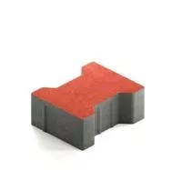 Тротуарная плитка Steingot Сити 80 из белого цемента с частичным прокрасом катушка без фаски красная 200х165х80 мм