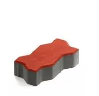 Тротуарная плитка Steingot Практик 60 из белого цемента с частичным прокрасом зигзаг красная 225х112,5х60 мм