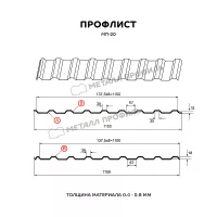 Профлист МЕТАЛЛ ПРОФИЛЬ МП-20x1100-B (ECOSTEEL_T-01-Персик. Дерево-0,5)