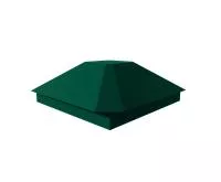 Колпак на столб пирамидальный с площадкой под фонарь 390х390 RAL 6005