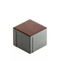 Тротуарная плитка Steingot Сити 80 из серого цемента с частичным прокрасом квадрат темно-коричневая 100х100х80 мм