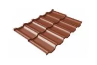 Металлочерепица модульная квинта Uno Grand Line c 3D резом 0,5 Satin Matt RAL 8004 терракота