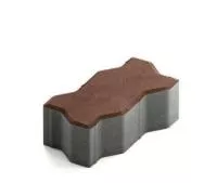 Тротуарная плитка Steingot Сити 80 из серого цемента с полным прокрасом зигзаг темно-коричневая 225х112,5х80 мм