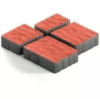 Тротуарная плитка Steingot Гранито из белого цемента с частичным прокрасом красная мультиформат