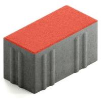 Брусчатка Steingot Хэви из белого цемента с частичным прокрасом прямоугольник красная 200х100х100 мм