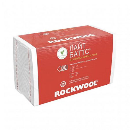 Каменная вата Rockwool Лайт Баттс, 1000 x 600 x 50 мм, 10 плит
