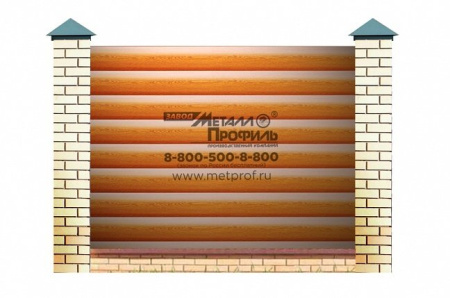 Заборы из металлического сайдинга «Металлический сайдинг Бревно», покрытие rooftop бархат