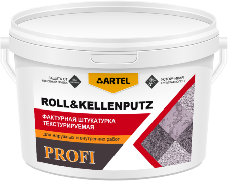 Фактурная декоративная штукатурка ARTEL Profi Roll&Kellenputz зерно 1мм пакет 15кг