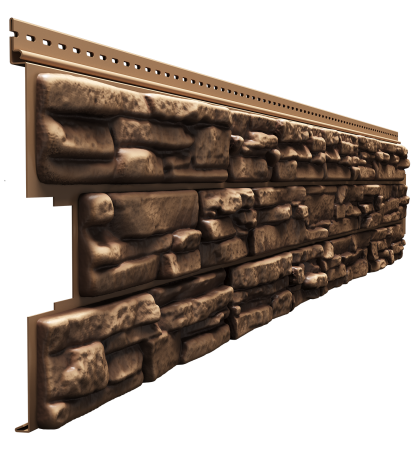 Сайдинг LUX под камень, ROCKY, кедровый орех