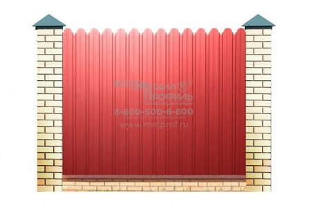 Заборы из европрофиля «ЕвроПрофиль фигурный», покрытие rooftop бархат