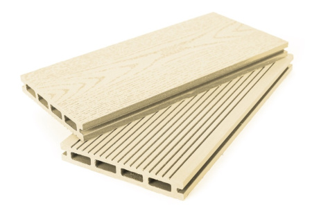 Террасная доска ДПК Grand Line 140мм вельвет и тиснение под дерево Слоновая кость 4м